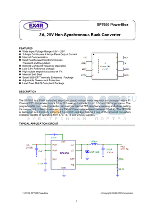 SP7656 datasheet - 3A, 29V Non-Synchronous Buck Converter