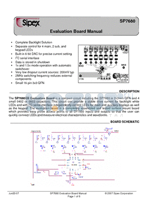 SP7680 datasheet - Evaluation Board Manual