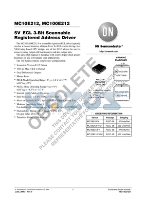 MC100E212FNR2 datasheet - 5V ECL 3-Bit Scannable Registered Address Driver