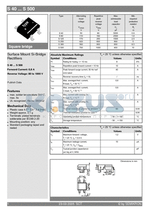 S80 datasheet - Surface Mount Si-Bridge Rectifiers