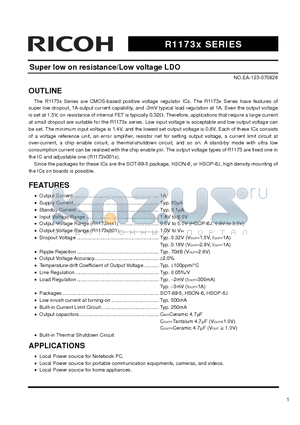 R1173H121B datasheet - Super low on resistance/Low voltage LDO