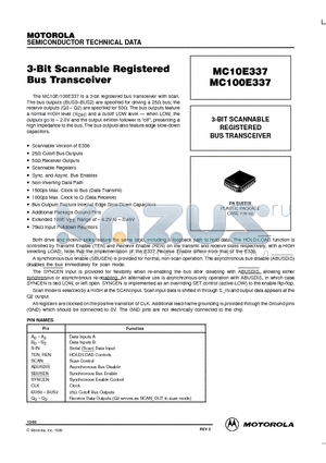 MC100E337 datasheet - 3-BIT SCANNABLE REGISTERED BUS TRANSCEIVER