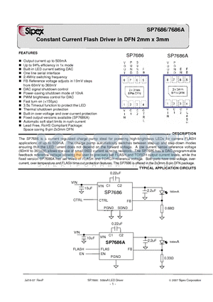 SP7686AER-L/TR datasheet - Constant Current Flash Driver in DFN 2mm x 3mm