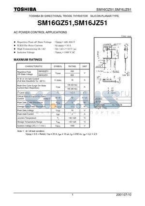 SM16GZ51 datasheet - AC POWER CONTROL APPLICATIONS
