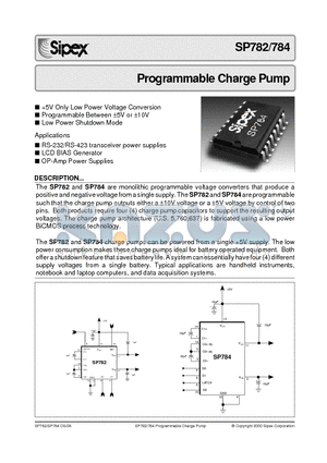 SP784 datasheet - Programmable Charge Pump