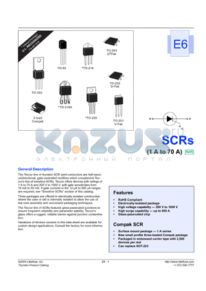 S8008V datasheet - SCRs (1 A to 70 A)