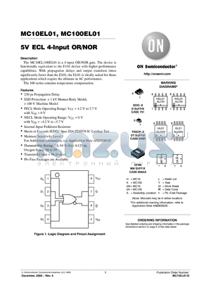 MC100EL01D datasheet - 5V ECL 4-Input OR/NOR