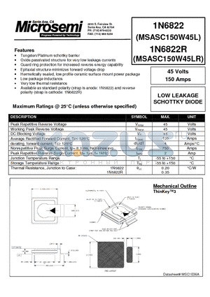 MSASC150W45LR datasheet - LOW LEAKAGE SCHOTTKY DIODE