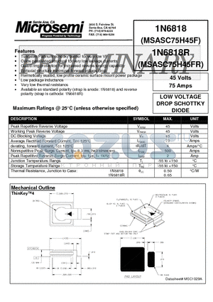 MSASC75H45F datasheet - LOW VOLTAGE DROP SCHOTTKY DIODE