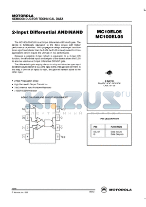 MC100EL05 datasheet - 2-Input Differential AND/NAND