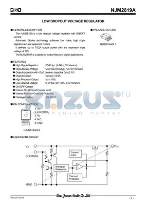 NJM2819ADL3-33 datasheet - LOW DROPOUT VOLTAGE REGULATOR