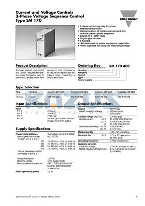 SM170415 datasheet - Current and Voltage Controls 3-Phase Voltage Sequence Control