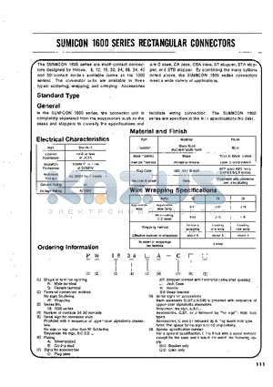 SW-1634EA-CDB02 datasheet - SUMICON 1600 SERIES RECTANGULAR CONNECTORS