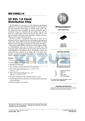 MC100EL14DW datasheet - 5V ECL 1:5 Clock Distribution Chip