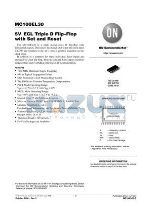 MC100EL30_06 datasheet - 5V ECL Triple D Flip−Flop with Set and Reset