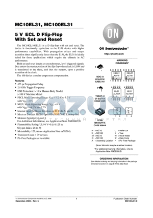 MC100EL31DR2G datasheet - 5 V ECL D Flip-Flop With Set and Reset