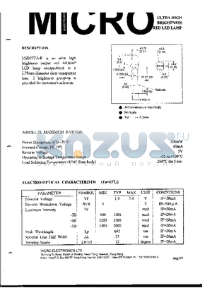 MSB27TA-3B datasheet - ULTRA HIGH BRIGHTNESS RED LED LAMP