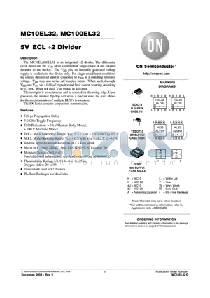 MC100EL32DTG datasheet - 5V ECL 2 Divider