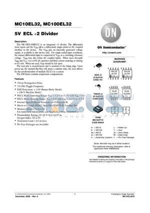 MC100EL32DTR2 datasheet - 5V ECL 2 Divider