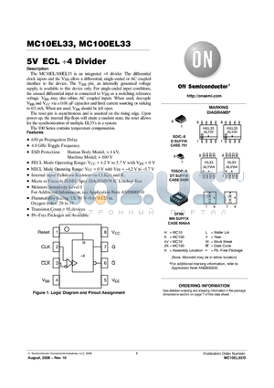 MC100EL33DR2G datasheet - 5V ECL 4 Divider