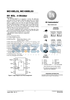 MC100EL33DTG datasheet - 5V ECL 4 Divider