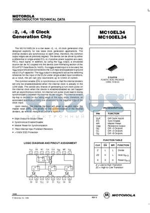 MC100EL34 datasheet - 2,4,8 Clock Generation Chip