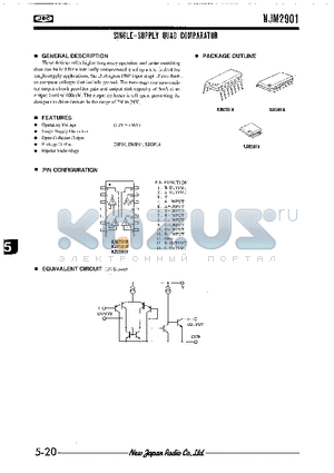 NJM2901M datasheet - SINGLE-SUPPLY QUAD COMPARATOR