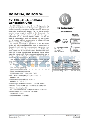 MC100EL34D datasheet - 5V ECL 2, 4, 8 Clock Generation Chip