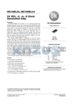 MC100EL34D datasheet - 5V ECL 2, 4, 8 Clock Generation Chip