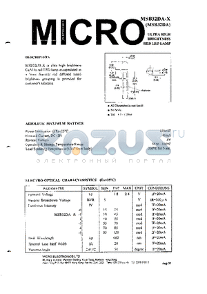 MSB32DA-X datasheet - ULTRA HIGH BRIGHTNESS RED LED LAMP