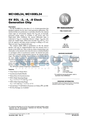 MC100EL34DG datasheet - 5V ECL 2, 4, 8 Clock Generation Chip