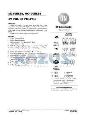 MC100EL35DTR2G datasheet - 5V ECL JK Flip-Flop