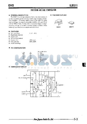 NJM311M datasheet - PRECISION VOLTAGE COMPARATOR