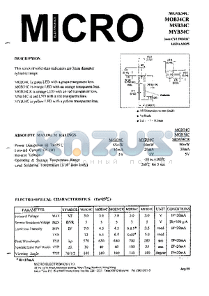 MSB34C datasheet - SOLID STATE INDICATORS ARE 3mm DIAMETER CYLIMDRIC LAMPS