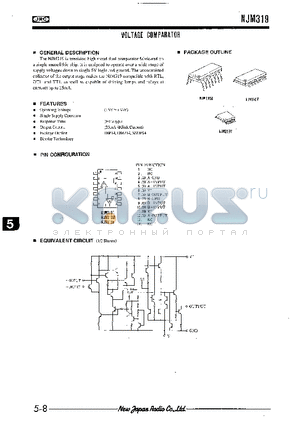 NJM319 datasheet - Voltage Comparator