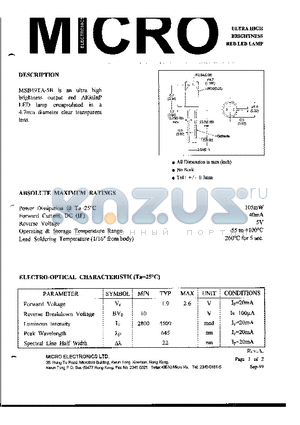 MSB49TA-5B datasheet - ULTRA HIGH BRIGHTNESS RED LED LAMP