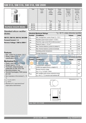 SM2000 datasheet - Standard silicon rectifier diodes