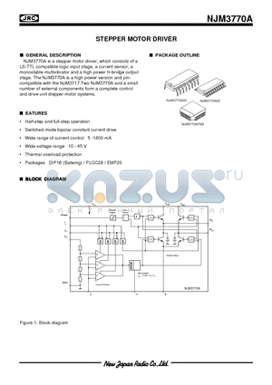 NJM3770AE2 datasheet - STEPPER MOTOR DRIVER