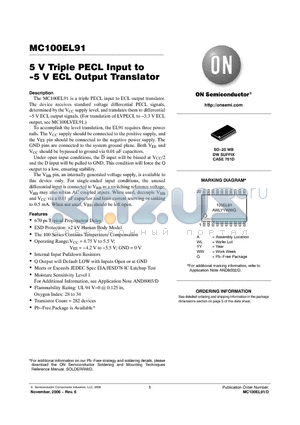 MC100EL91DWG datasheet - 5 V Triple PECL Input to −5 V ECL Output Translator