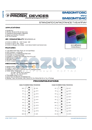 SM20MT05C-LF-T13 datasheet - STANDARD CAPACITANCE TVS ARRAY