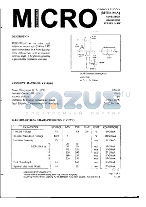 MSB51WA-2 datasheet - ULTRA HIGH BRIGHTNESS RED LED LAMP