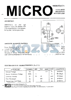 MSB53TA-CA datasheet - ULTRA HIGH BRIGHTNESS RED LED LAMP