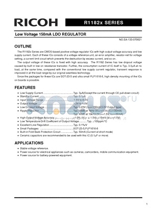 R1182K161D datasheet - Low Voltage 150mA LDO REGULATOR
