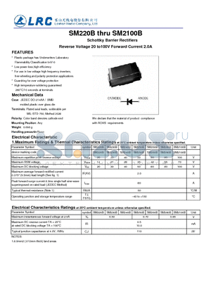 SM2100B datasheet - Schottky Barrier Rectifiers Reverse Voltage 20 to100V Forward Current 2.0A