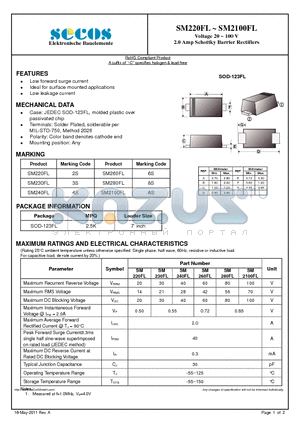 SM2100FL datasheet - Voltage 20 ~ 100 V 2.0 Amp Schottky Barrier Rectifiers