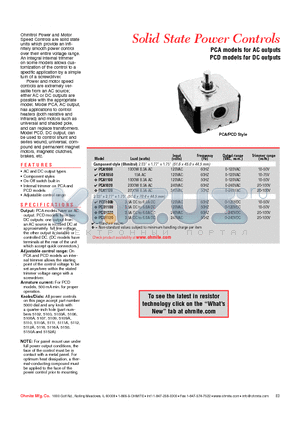 PCD1100 datasheet - PCA models for AC outputs PCD models for DC outputs