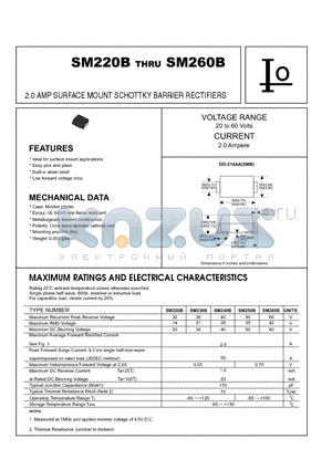 SM220B datasheet - 2.0 AMP SURFACE MOUNT SCHOTTKY BARRIER RECTIFIERS