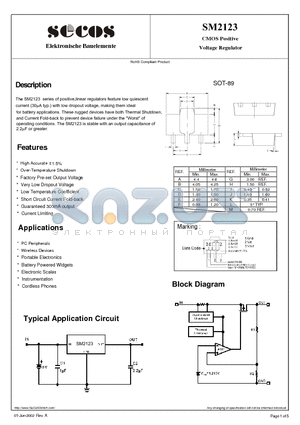 SM2123 datasheet - Voltage Regula tor