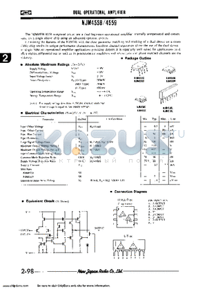 NJM4559 datasheet - DUAL OPERATIONAL AMPLIFIER