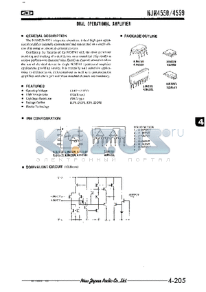 NJM4558 datasheet - DUAL OPERATIONAL AMPLIFIER